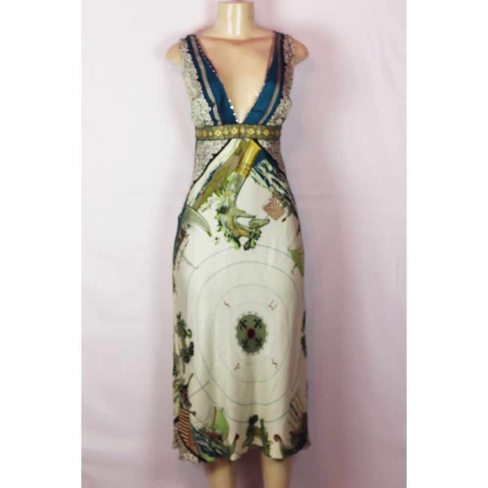 NICOLE MILLER COLLECTION SILK DEEP V DRESS SIZE 6